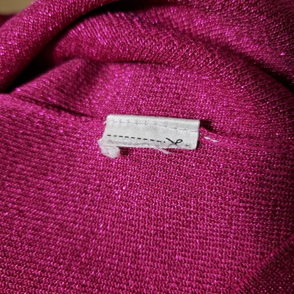 Zara Magenta Metallic Knit Ruffled Sleeve Short Top Women's Size Small - Picture 7 of 8